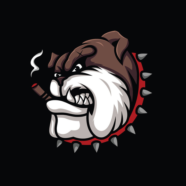 malignant bulldog illustration in isolated black background - Vector, Image