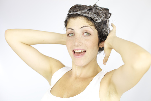Happy about washing my hair - Foto, imagen