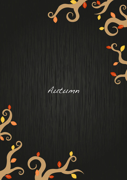 Autumn ivy and leaves frame vector on wood blackboard background for decoration on Halloween festival and Thanksgiving events. - Vector, Image