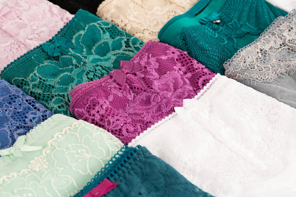 Many colorful panties close up picture. - Photo, Image
