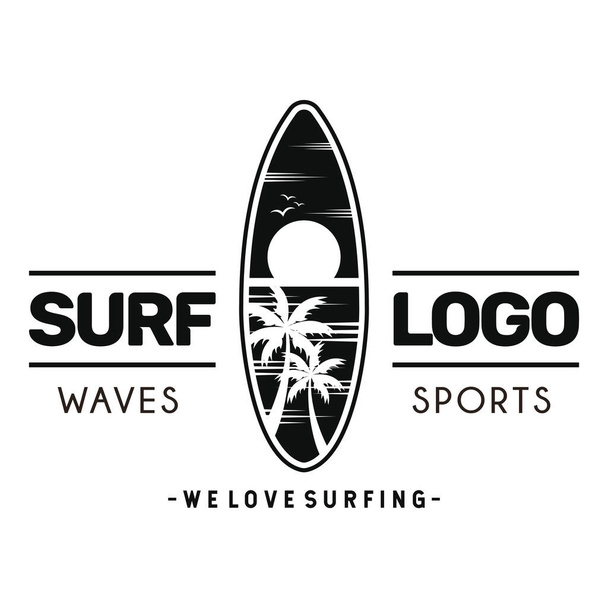 Logotipo y emblemas de surf para Surf Club o tienda Logotipo Diseño Inspiración Vector  - Vector, Imagen