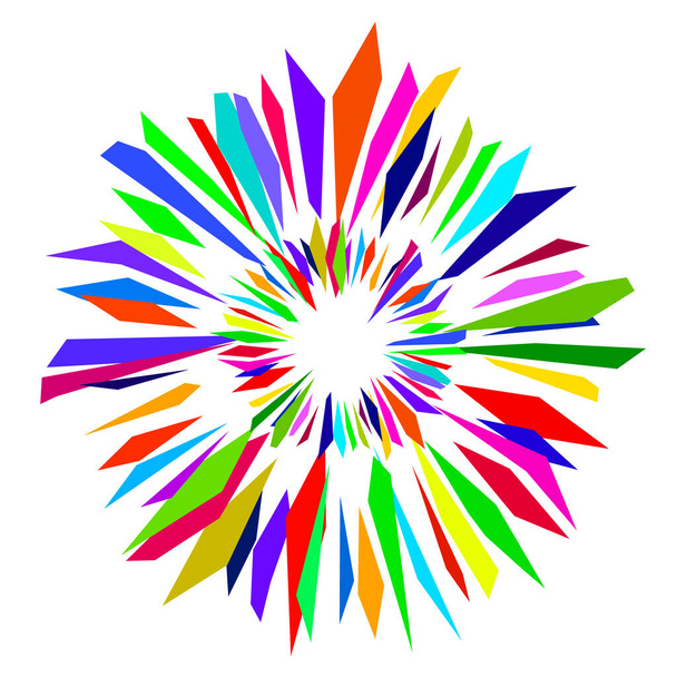 asymmetric vivid icon with cute simple abstract multicolored rainbow flower - Vector, Image