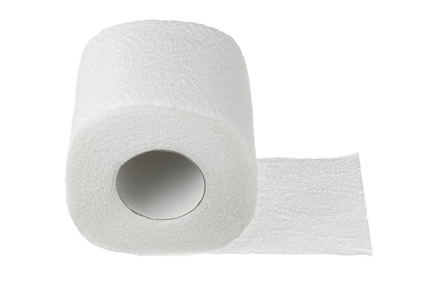Roll of toilet paper or tissue isolated on white background with clipping path and full depth of field. - Foto, Imagem