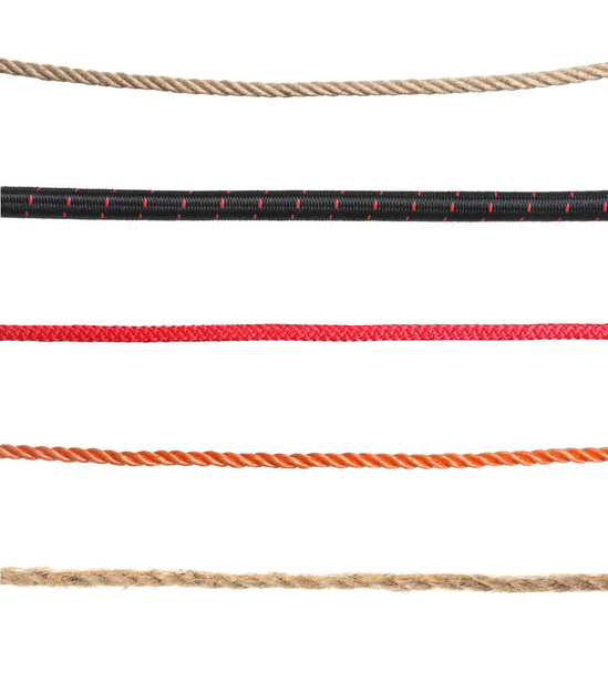 Set of different ropes on white background - Photo, Image