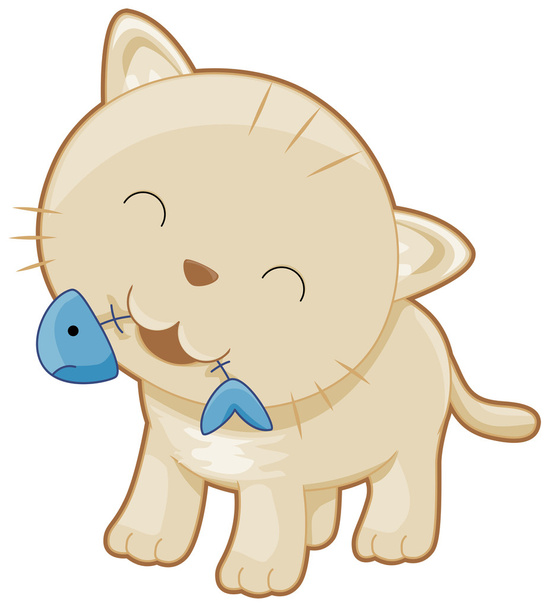 χαριτωμένο γάτα με ψαροκόκαλο - Διάνυσμα, εικόνα
