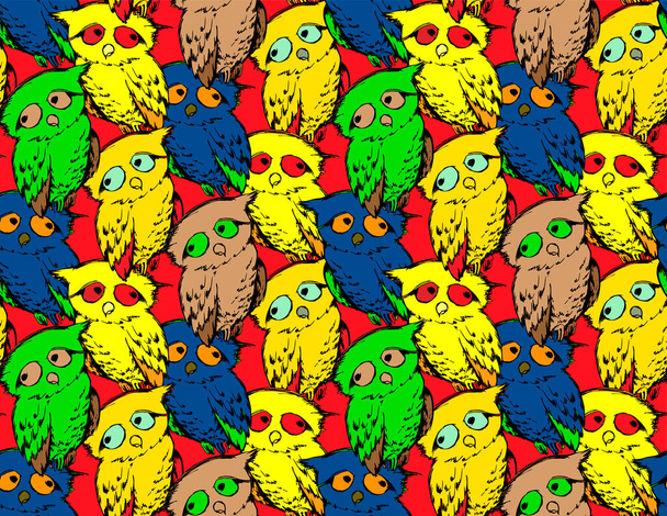 Cute owls. Seamless pattern. Vector illustration. Suitable for fabric, wrapping paper, digital paper, wall paper and the like - Vektor, kép