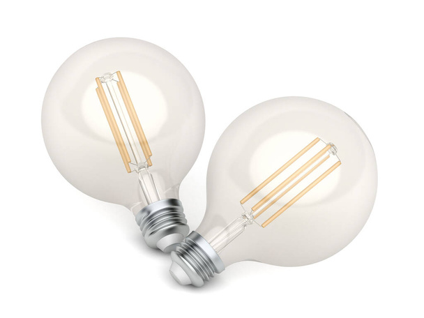 Due lampadine decorative a LED su sfondo bianco - Foto, immagini