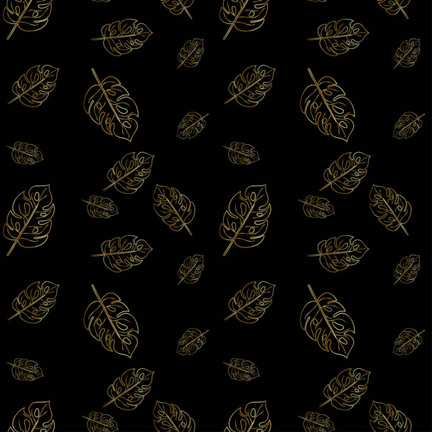 Luxury Tropical Seamless Pattern with Golden Palm Leaves - Vektor, obrázek