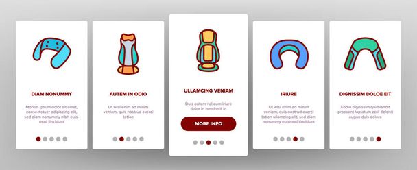 Shoulder Massager Onboarding Mobile App Page Screen Vector. Body And Foot Massager Equipment For Relaxation, Electric Wearable Pulse Neck Device Illustrations - Vector, Image