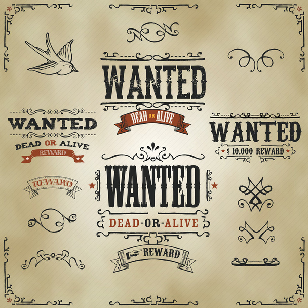 Wanted Vintage Western Banners - Vector, Image