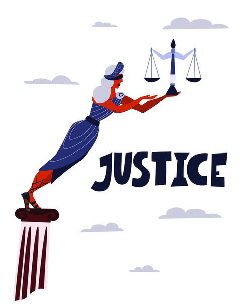 Thèmes de la Déesse de la Justice. Symbole du droit et de la justice - Vecteur, image