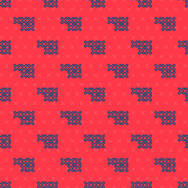 Línea azul Icono de aro de bordado ajustable patrón sin costura aislado sobre fondo rojo. Rosca y aguja para bordar. Ilustración vectorial
. - Vector, Imagen