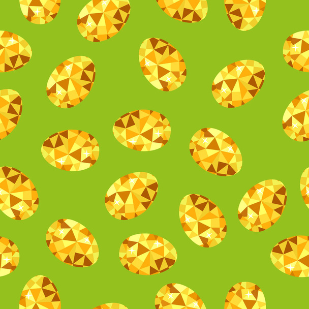 Endless pattern of Easter eggs on a green background - Vector, afbeelding