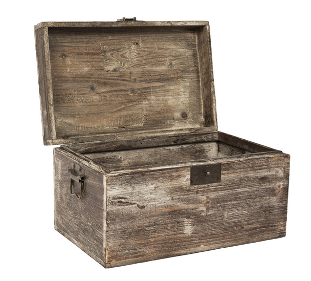 vanha avoin puinen arkku on eristetty valkoisella
 - Valokuva, kuva