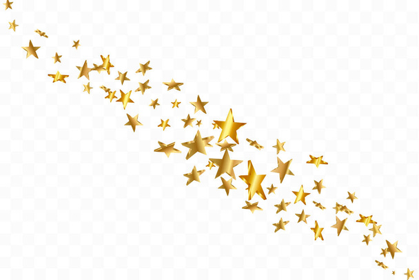3d Star Falling. Oro amarillo estrellado sobre fondo transparente. Vector Confetti Star Background (en inglés). Tarjeta Golden Starlit. Decoración Caótica Confetti Caída
. - Vector, Imagen