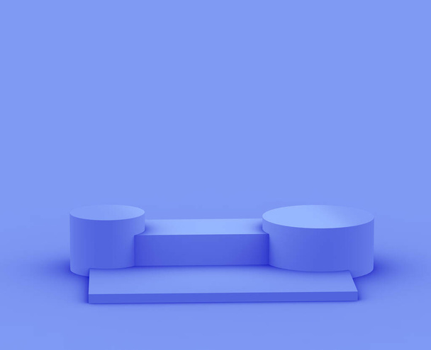 3d koninklijk blauw en paars platform minimale studio achtergrond. Abstract 3D geometrische vorm object illustratie renderen. Display voor cosmetica en beauty fashion product. - Foto, afbeelding