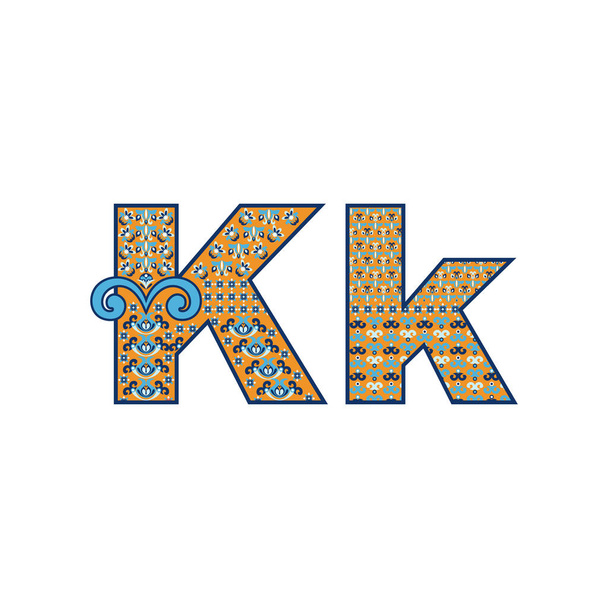 Vector abstract letter K with ornamental pattern. Cartoon signs - Vector, Image