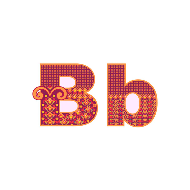 Vektor-abstrakter Buchstabe B mit ornamentalem Muster. - Vektor, Bild