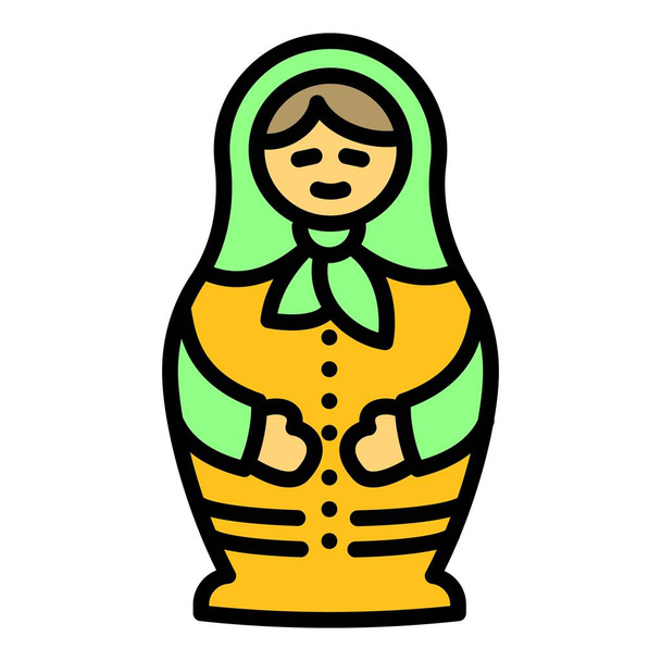 Toy nesting doll icon, outline style - ベクター画像