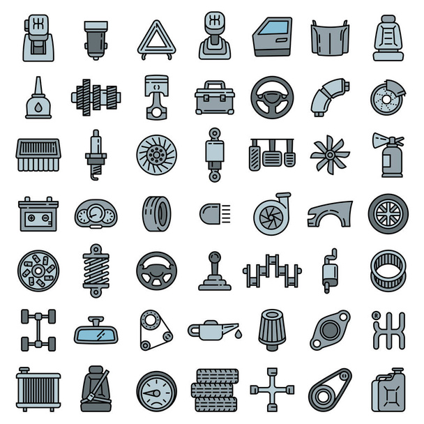 Car parts icons set, outline style - Vektori, kuva