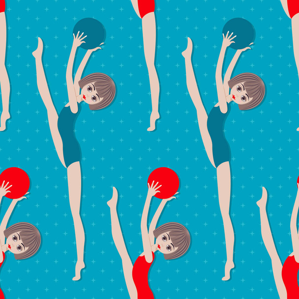 Topla jimnastik egzersizleri. Kusursuz vektör arkaplan çizimi - Vektör, Görsel