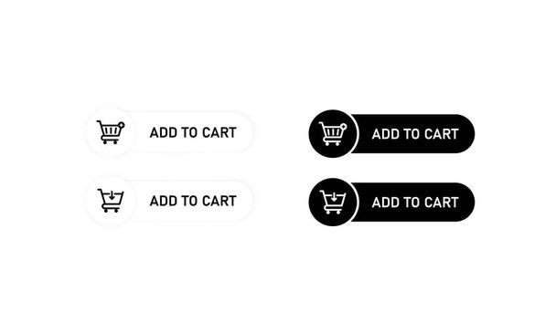 ショッピングカート項目を追加します。アイコン、黒と白のボタン。隔離された白い背景のベクトル。EPS 10 - ベクター画像