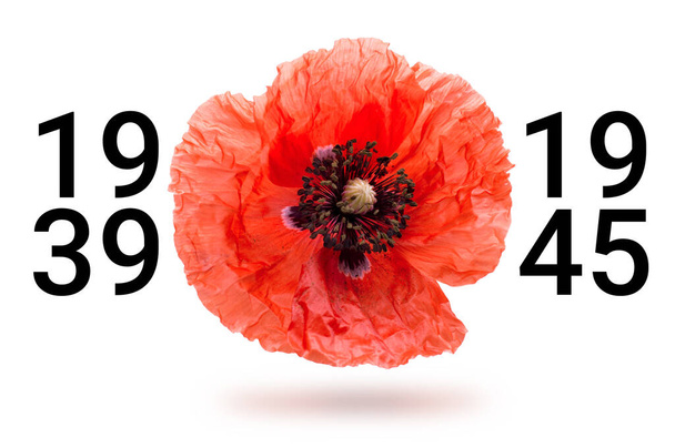 Remembrance poppy photo and lest we forget the concept banner. Anzac day also known as Armistice day. - Photo, Image