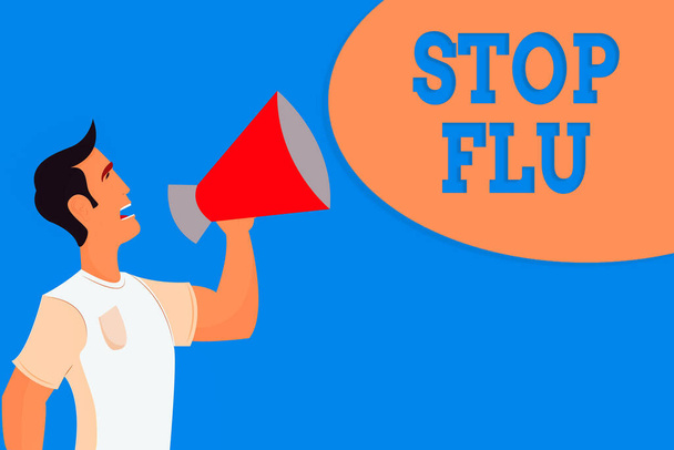 Текст слова Stop Flu. Бизнес-концепция для борьбы с вирусной инфекцией легких и дыхательных путей. - Фото, изображение