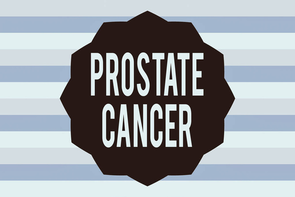 Text sign showing Prostate Cancer. Conceptual photo development of cancer in the male reproductive system Twelve 12 Pointed Star shape Dodecagon in Solid Color Zigzag effect Polygon. - Photo, Image