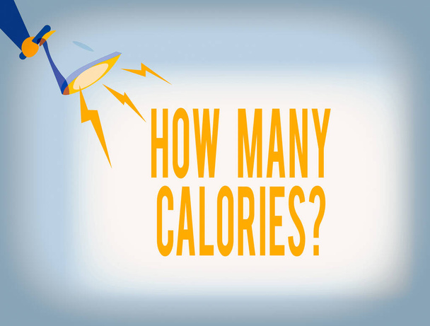 Fogalmi kézírás mutatja, hogy hány kalória kérdés. Üzleti fotó szöveg kérdezi, hogy mennyi energiát a testünk kaphat belőle Hu elemzés Holding Megafon Lightning Sound Effect. - Fotó, kép
