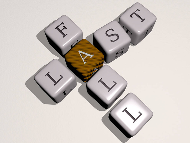 Kombination aus LAST FALL aus kubischen Buchstaben von oben, hervorragend für die Konzeptpräsentation. Hintergrund und Illustration - Foto, Bild