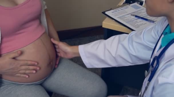 Pregnant Woman and Gynecologist Doctor at Hospital - Filmati, video