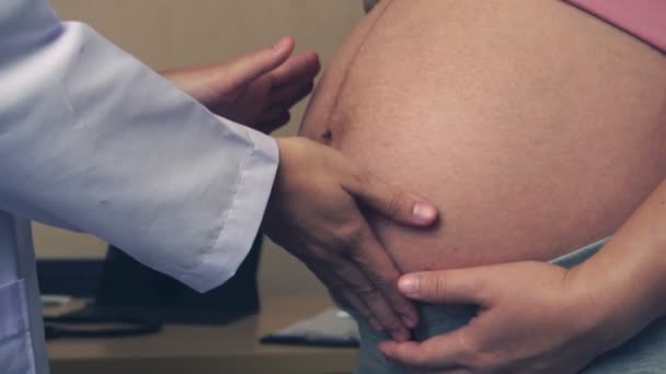 Mujer embarazada y médico ginecólogo en el hospital - Metraje, vídeo