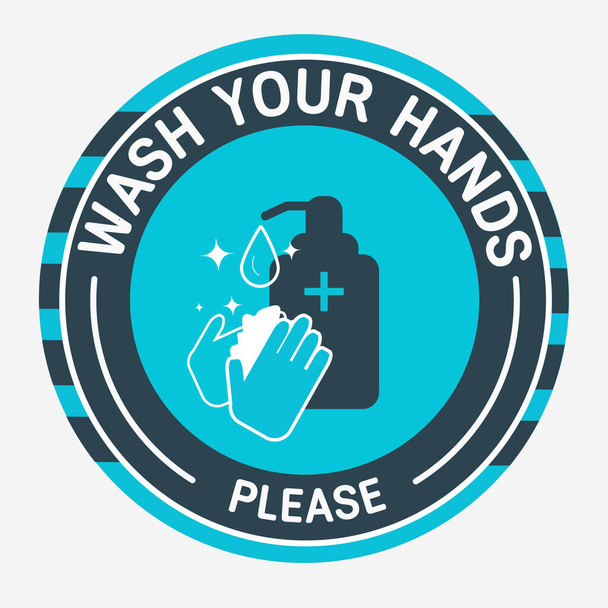 Lave-toi les mains. Sticker sur le mur de la salle de bain. Pour éviter de contracter la grippe ou le covidé-19 - Vecteur, image
