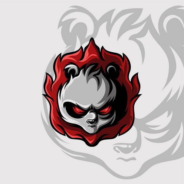 Angry Fire Panda For sign, logo, mascot gaming or other - Vector, Image