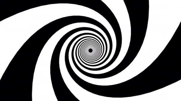 Las rayas en blanco y negro forman un embudo hipnótico, generado por computadora. 3D representación de fondo dinámico
 - Metraje, vídeo