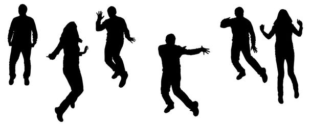 Vector silhouettes of dancing people. - Vector, Image