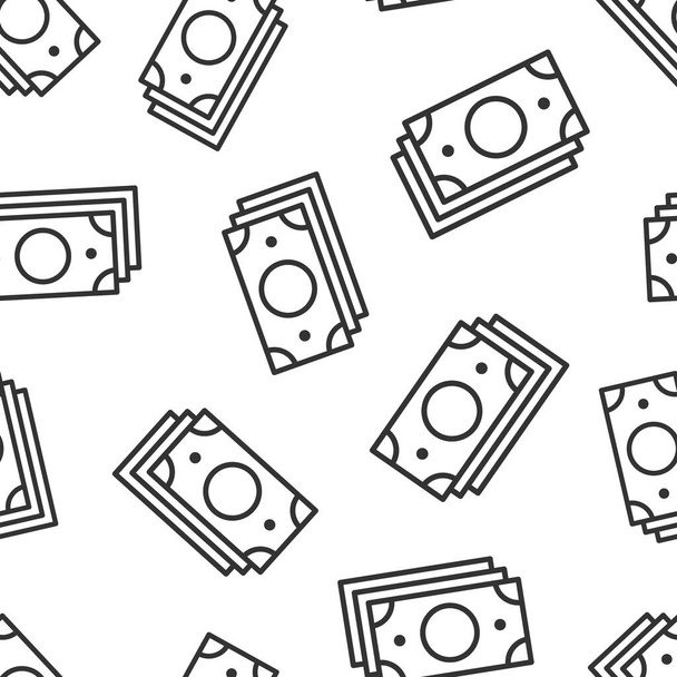 Money currency banknote icon in flat style. Dollar cash vector illustration on white isolated background. Banknote bill seamless pattern business concept. - Vector, Image