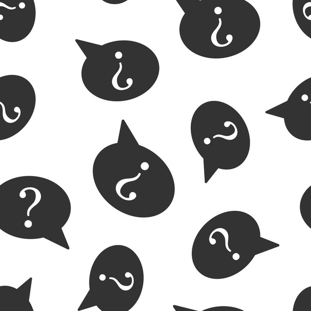 Question mark icon in flat style. Discussion speech bubble vector illustration on white isolated background. Faq business seamless pattern concept. - Vector, Image