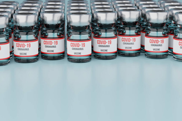 Концепция вакцины ковид-19, много бутылки, вакцина против вируса Ковид-19 Корона. - Фото, изображение