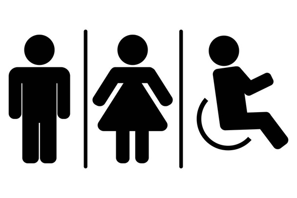 WC, inodoro icono vector plano. Hombres y mujeres firman por el baño, eps 10
 - Vector, Imagen