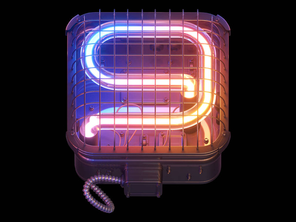 Cyberpunk Neon font. 3d rendering - Photo, Image