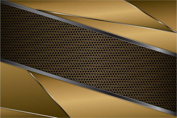  Metallic background.Luxury of gold and silver with carbon fiber texture.Golden metal modern design. - Vektor, Bild