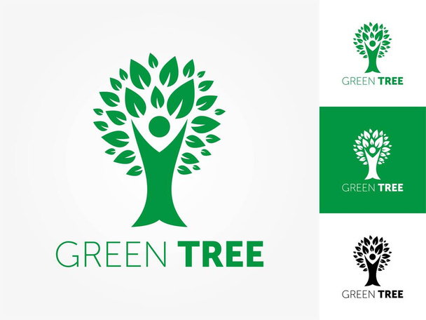 Plantilla de diseño de logotipo de árbol verde vector. Planta, naturaleza y ecología - Vector, Imagen