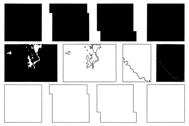 Dickinson, Franklin, Hardin, Guthrie, Hancock ja Henry County, Iowa (Yhdysvallat, Yhdysvallat, Yhdysvallat, Yhdysvallat, Yhdysvallat) kartta vektori kuvitus, scribble luonnos kartta - Vektori, kuva