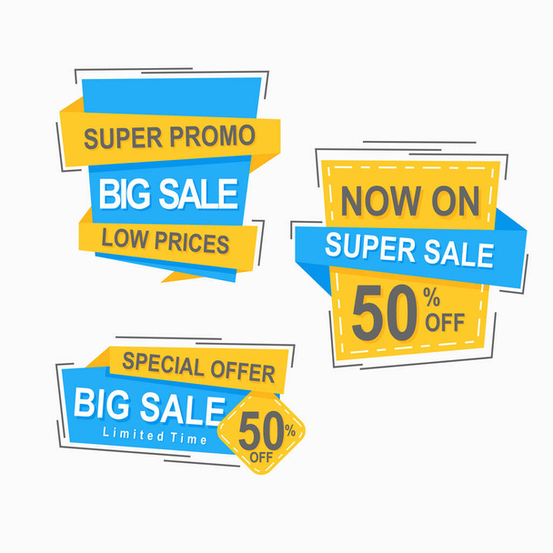 set of labels promotion and advertisement stickers with flat design concept - Vector, Image