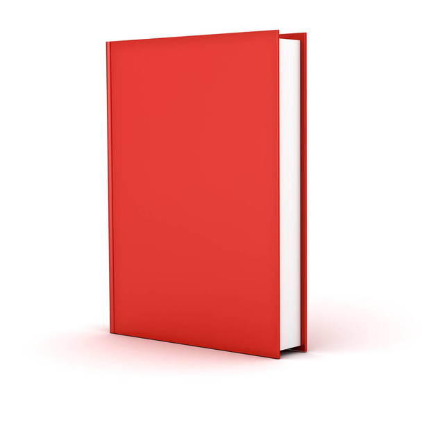 Livre blanc relié rouge isolé sur fond blanc avec rendu ombre 3D - Photo, image