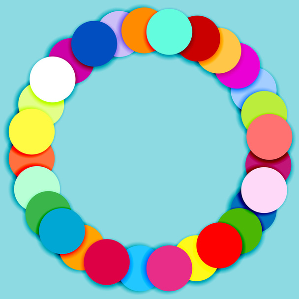 Round frame made of multicolor circles - Vektör, Görsel