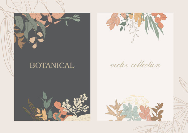 Botanical garden. Vector collection of hand drawn plant elements - Vector, Image