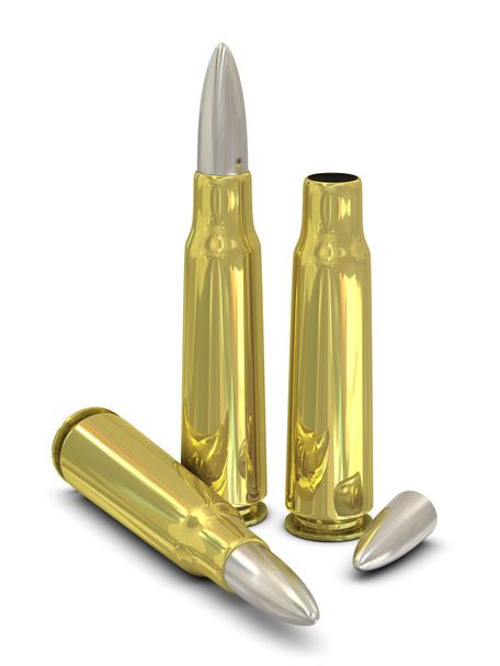 Rifle bullets isolated on white - 写真・画像